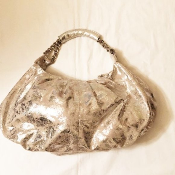 Purse Bisou Bisou silver Michele Bohbot chain new - Picture 1 of 2